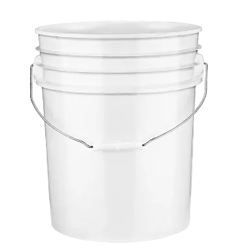 White plastic bucket with handles on a white background